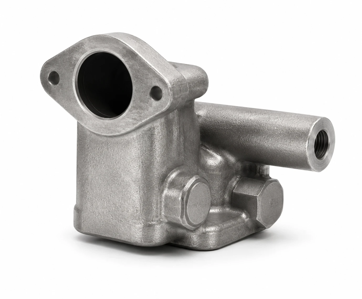 Precision water outlet housing castings manufactured in Grey Iron and Ductile Iron for efficient coolant flow, reliable sealing, and long-lasting engine performance.